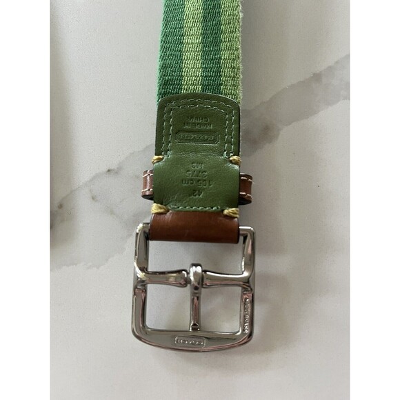 Coach Green Stripe Men’s Women’s  Belt 42” - Picture 3 of 5